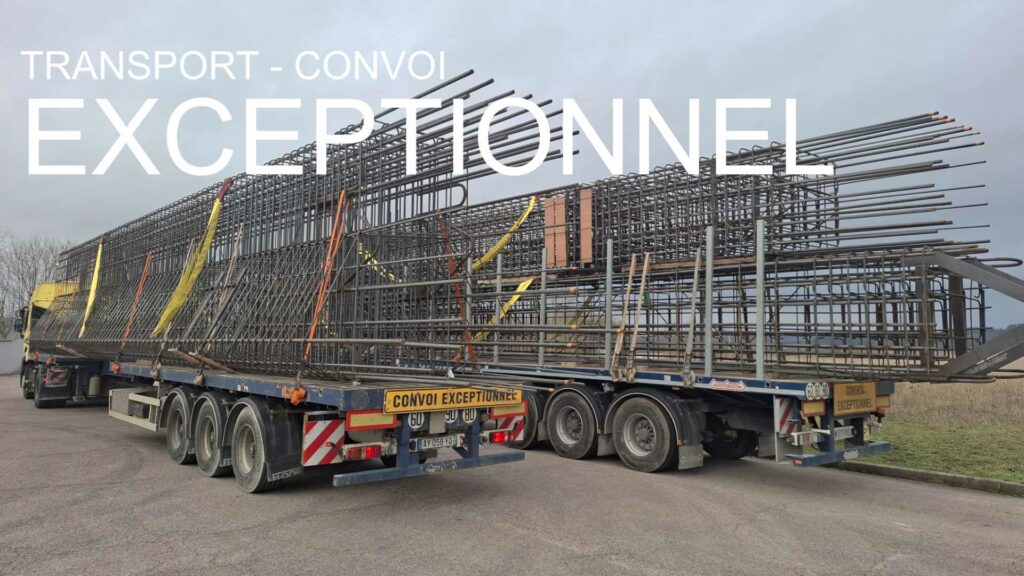 Transport convoi parois moulées armatures assemblées